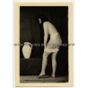 Brunette Woman And A Vase *1 / Nude Art (Vintage Photo ~1950s)