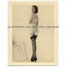 Tall Semi Nude Woman In Lingerie / Stockings - Stilettos (Vintage Photo ~1950s)