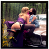 Bearded Man & Semi Nude Blonde In Oldtimer*19 (Vintage Diapositive KORENJAK 1970s/1980s)