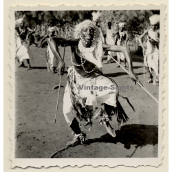 Congo Belge: Watusi Tribe Members At Dance Ritual / Ethnic (Vintage Photo ~1950s)