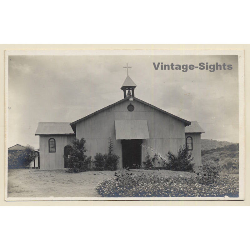 Panda / Congo Belge: Church Of The Benedictine Mission (Vintage RPPC ~1940s/1950s)