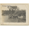 Congo Belge: Small Steam Boat & Dinghy / Colonial Expedition (Vintage Photo ~1910s/1920s)