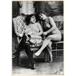 1920s Erotica: 2 Chubby Semi Nude Females*1 / Boudoir - Risqué (Large Photo Reprint ~ 24x17CM)