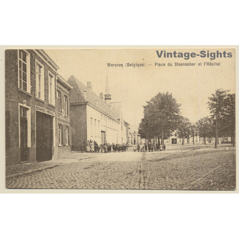 Wervicq / Belgium: Place Du Steenacker Et L'Hôpital (Vintage PC 1915)