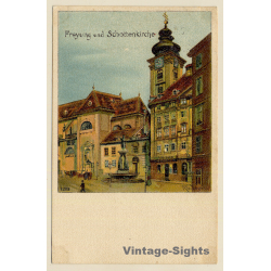 Wien-Freyung (Vienna): Schottenkirche - Apotheke (Vintage PC 1898)