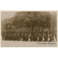 WW1: German Soldiers Posing In Front Of Barracks (Vintage RPPC 1910s