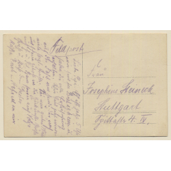 WW1: German Soldiers Posing In Front Of Barracks (Vintage RPPC 1910s