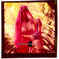 Erotic Study: Busty Nude Wearing Indian Veil*4 (Vintage Diapositive KORENJAK 1970s/1980s)