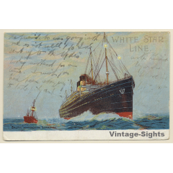 White Star Line: SS Baltic Approaching Liverpool / Steamer (Vintage PC 1906)
