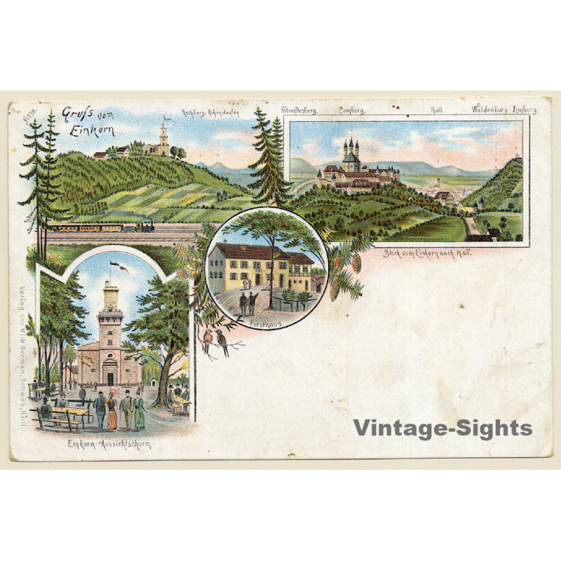 Comburg - Waldenburg - Limburg / Ba-Wü: Gruss Vom Einkorn (Vintage PC Litho 1900s)