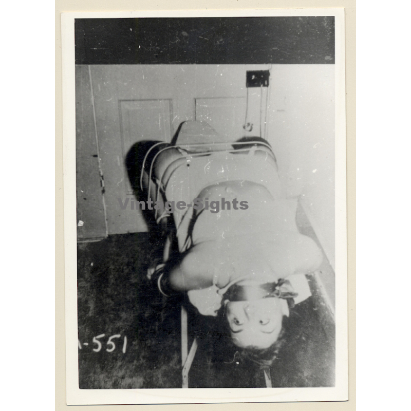 BDSM Study:  Semi Nude Maid In Bondage / Eyes Wide Open (2nd Gen Photo ~1950s/1960s)