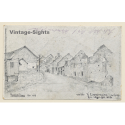 Moronvilliers: Drawing Of Destroyed Village By German Soldier (Vintage PC 1915)