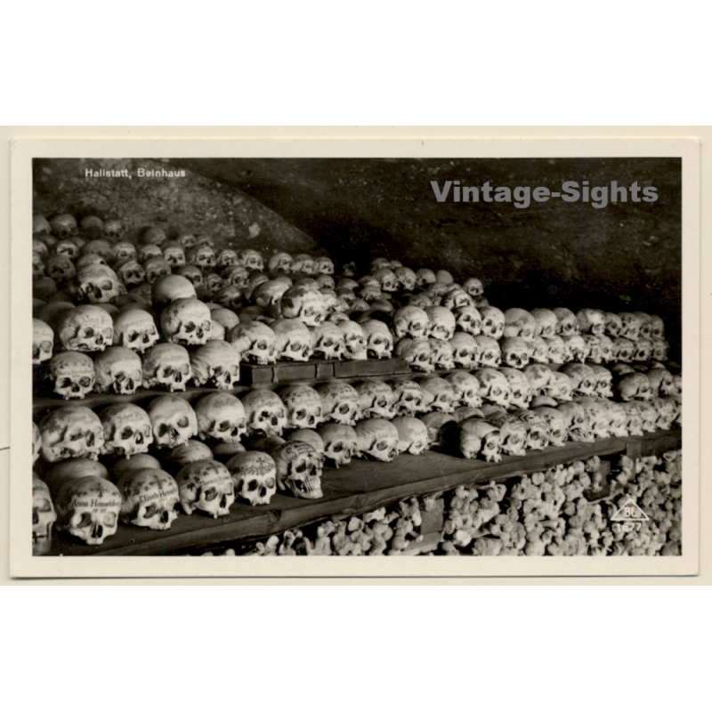 Hallstatt: Beinhaus / Labeled Human Skulls - Death (Vintage RPPC ~1910s/1920s)