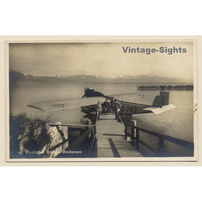 Flughafen Lindau Bodensee: Dornier Wasserflugzeug D-702 (Vintage RPPC ~1930s/1940s)