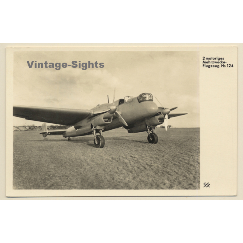 Mehrzwecke Flugzeug Henschel HS 124 / WW2 (Vintage RPPC ~1930s/1940s)