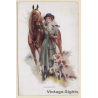 M. Munk / Wien: Elegant Lady, Horse & Dogs (Vintage PC ~1910s/1920s)