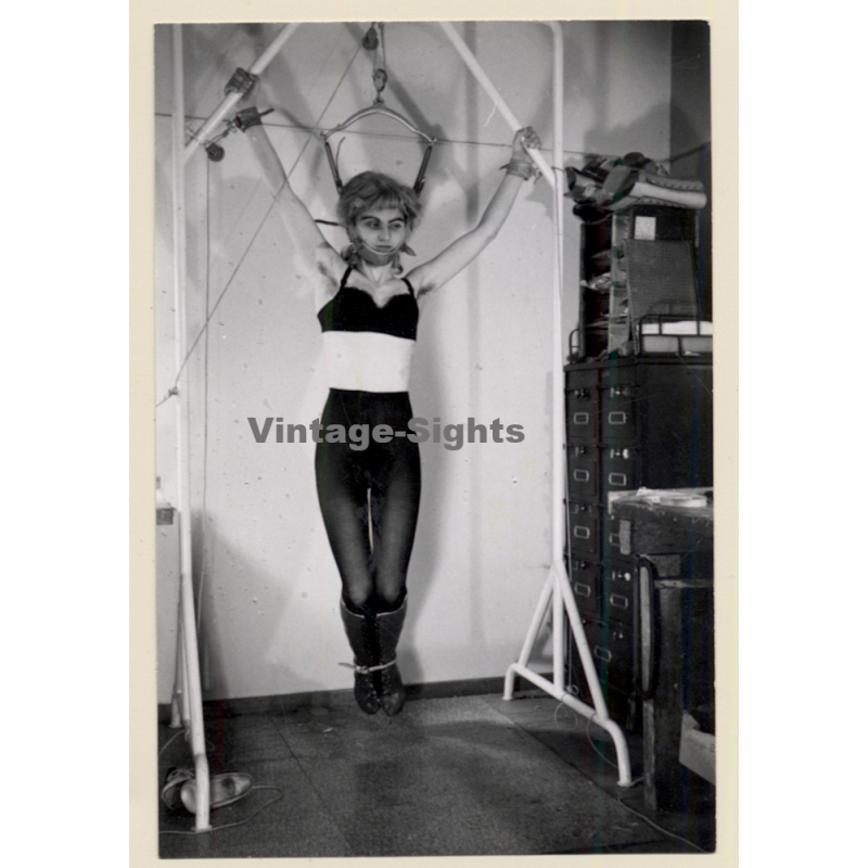 BDSM Study: Slim Maid Tied To Rack / BDSM - Hairy Armpits (Vintage Photo ~1960s)