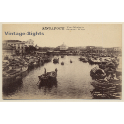 Singapore: View Onto Singapore River (Vintage PC ~1920s)
