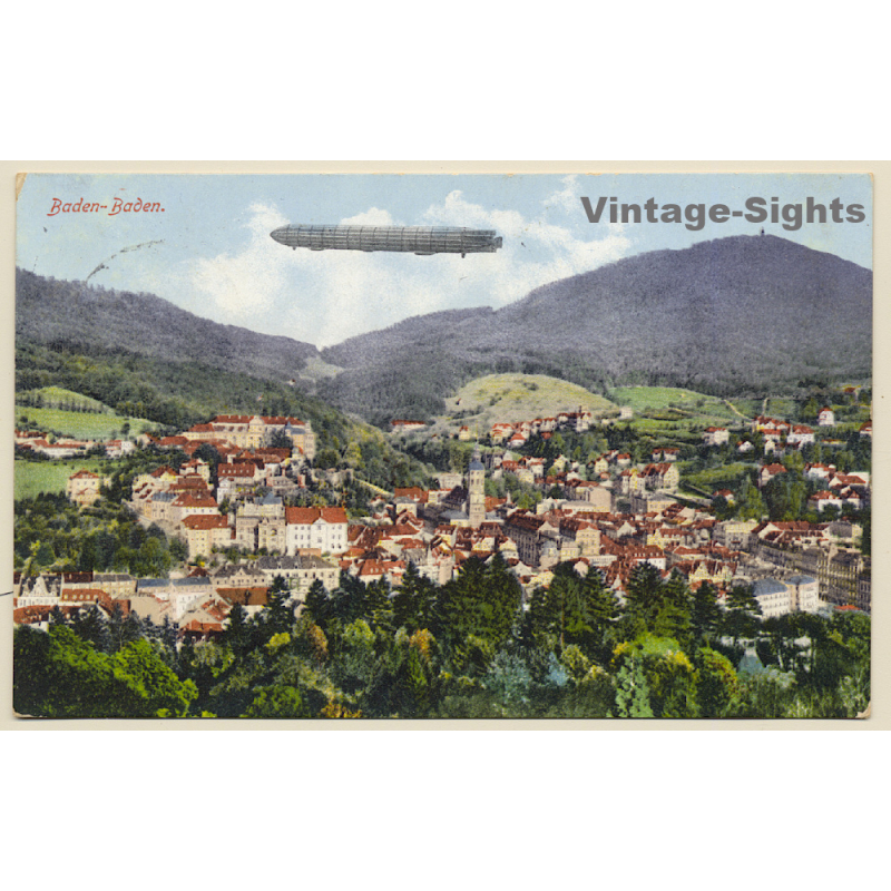 Baden-Baden: Total View / Zeppelin - Luftschiff (Vintage PC 1912)