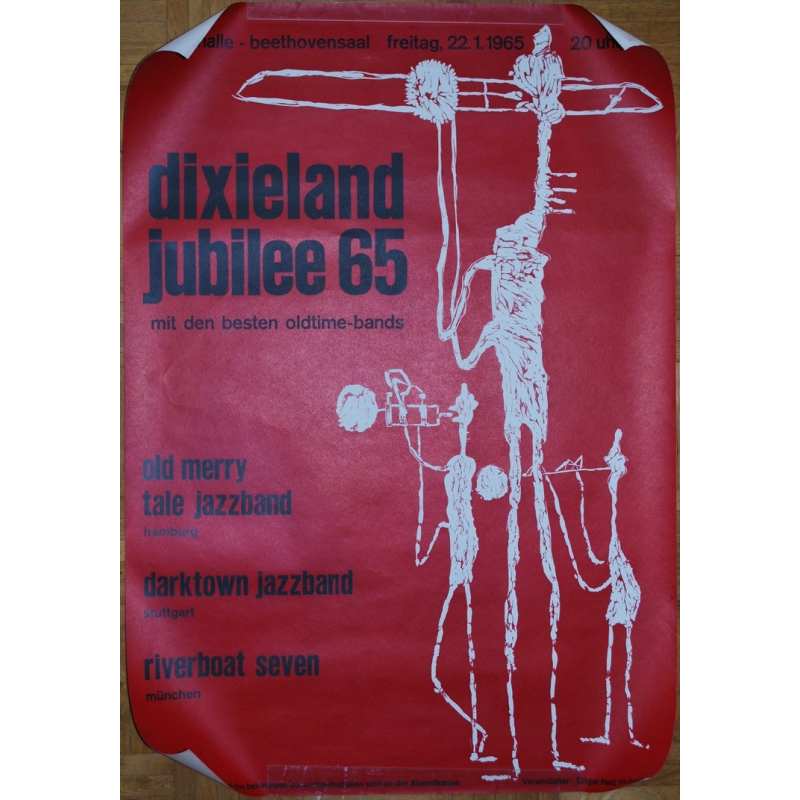 Dixieland Jubilee 65 - Liederhalle Stuttgart / Germany (Vintage Screen Printed Poster)