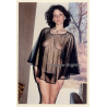 Erotic Study: Slim Dark-Haired Semi Nude In Transparent Cape (Vintage Photo East Germany 1990s)