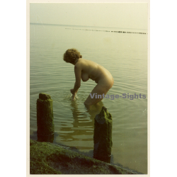 Erotic Study: Natural Nude Takes A Dip In The Baltic Sea (Vintage Photo East Germany 1990s)