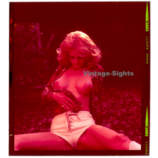 Erotic Study: Busty Topless Blonde In White Hot Pants*3 (Vintage Diapositive KORENJAK 1970s/1980s)