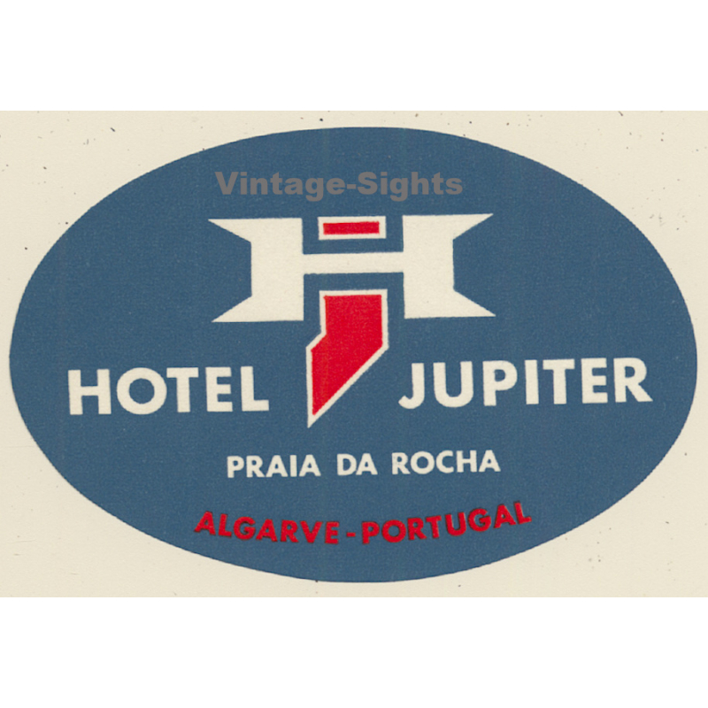 Praia Da Rocha / Portugal: Hotel Jupiter (Vintage Luggage Label)
