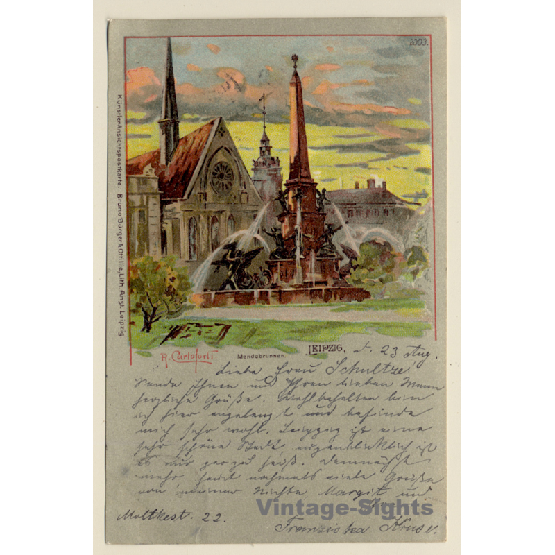 R. Carloforti: Leipzig - Mendebrunnen (Vintage PC 1898)