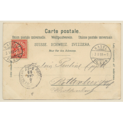 Basel: St. Johanns Tor - Casino - Bahnhof (Vintage PC Litho 1899)