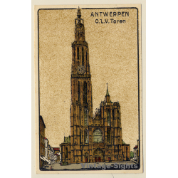 Antverp / Belgium: O.L.V. Toren (Vintage Artist PC ~1910s/1920s)