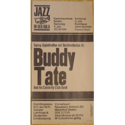 Buddy Tate & His Celebrity Club Band (Vintage Jazz Concert Poster)