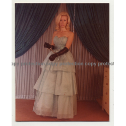 Blonde Woman In Ball Gown *5 / Handcuffs - Gloves - BDSM (Vintage Photo ~1970s)