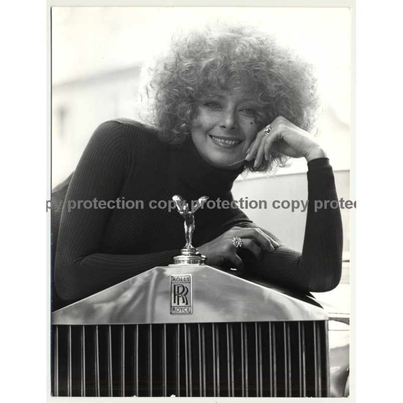 Happy Woman Lingers On Bonnet Of Rolls Royce / Emily (Vintage Photo  ~1970s/1980s)
