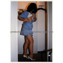 Athletic Brunette Undresses & Teases *3 / Breast (Vintage Photo DDR ~1980s)
