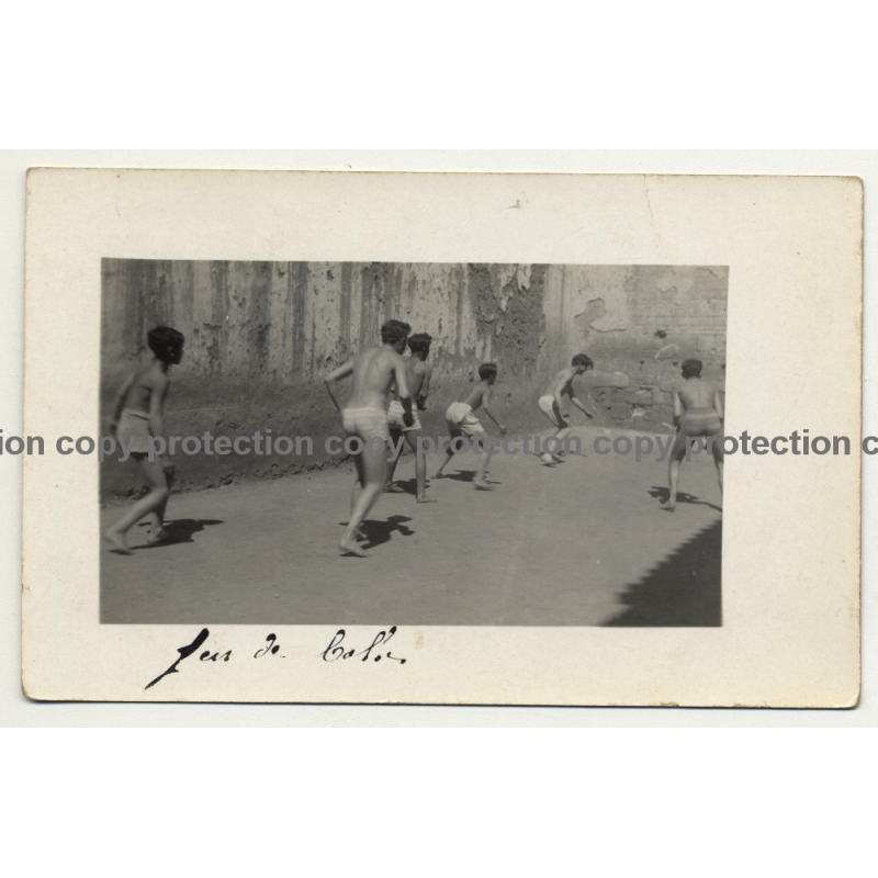 Junin / Peru: Group Of Pupils Play Ball In Schoolyard (Vintage RPPC 1921)