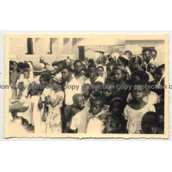 Meeting Of Congolese Village Population / Ethnic (Vintage RPPC B/W Gevaert)