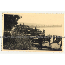 Bangu / Congo: Unloading Cotton From Boat (Vintage RPPC B/W Gevaert ~1930s)