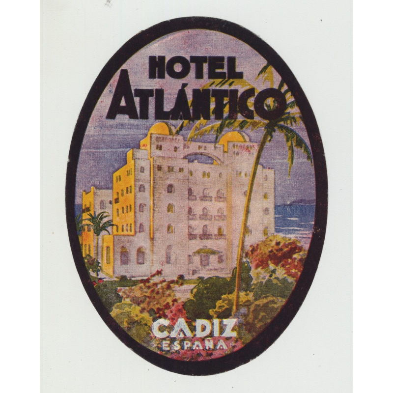 Hotel Atlantico - Cadiz / Spain (Vintage Luggage Label)