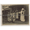 Africa: Congolese Man & 2 Women / White Suit / Safari Hat (Vintage Photo Sepia 1920s/1930s)