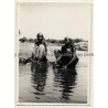 Africa: 2 Congolese Women Washing Clothes At River (Vintage Photo B/W 1930s/1940s)