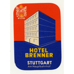 Hotel Brenner - Stuttgart am Hauptbahnhof / Germany (Vintage Luggage Label)