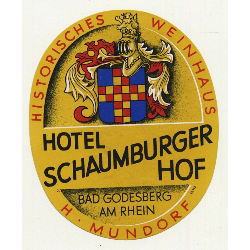 Hotel Schaumburger Hof - Bad Godesberg Am Rhein / Germany (Vintage Luggage Label)