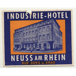 Industrie-Hotel - Neuss Am Rhein / Germany (Vintage Luggage Label ~1950s)
