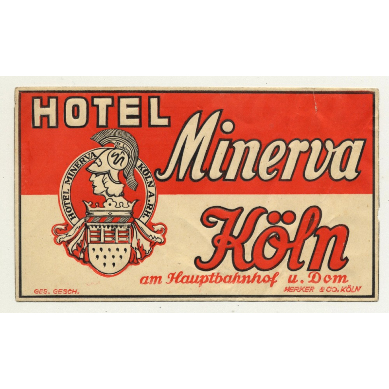 Hotel Minerva - Köln / Germany (Vintage Luggage Label)