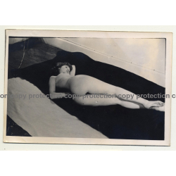 Nude Art: Woman On Floor / Long Legs (Vintage Photo B/W  ~1940s)