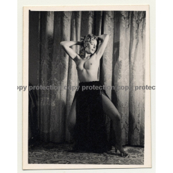 Racy Semi Nude Blonde In Black Lingerie *4 / Armpits (Vintage Photo B/W ~1940s/1950s)