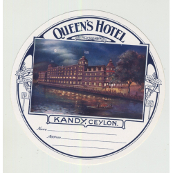 Queen's Hotel - Kandy / Ceylon (Vintage Luggage Label)