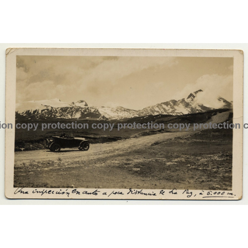 La Paz / Bolivia: Oldtimer On Mountain Pass (Vintage Postcard RPPC 1926 ) La Paz / Bolivia: Oldtimer On Mountain Pass (Vintage Postcard RPPC 1926 )