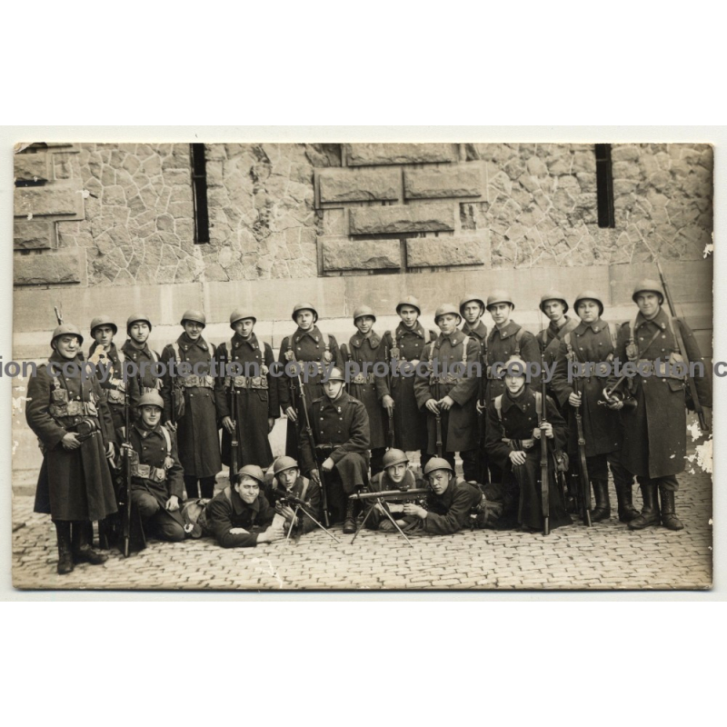 Group Of Armed Soldiers In Uniforms / Belgium? (Vintage RPPC ~1920s )